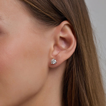 3.00 CT Round Shap Near-Colorless Three Prong Martini Stud Earring