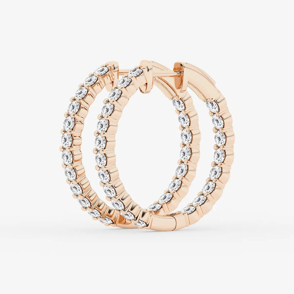 2 ct Round Lab Grown Diamond Inside Out Hoop Earrings