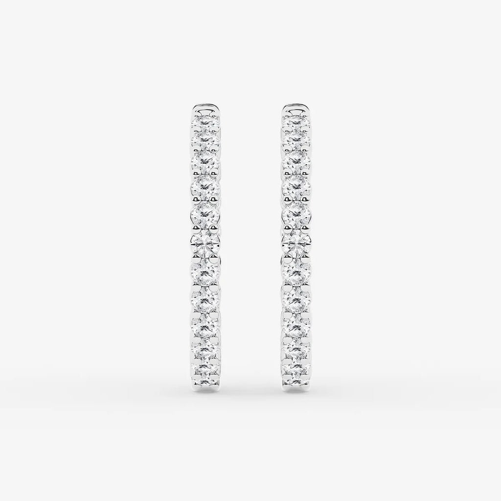 2 ct Round Lab Grown Diamond Inside Out Hoop Earrings