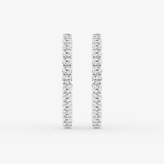 2 ct Round Lab Grown Diamond Inside Out Hoop Earrings