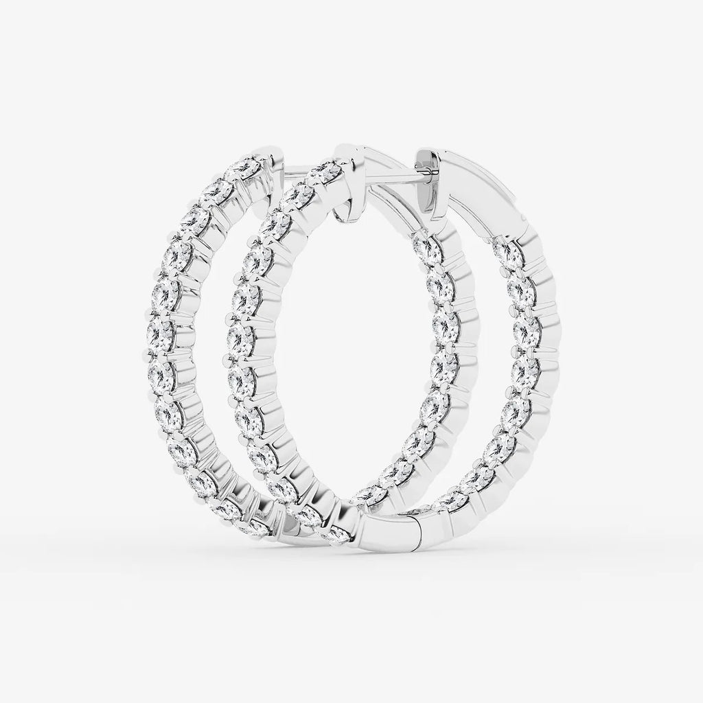 2 ct Round Lab Grown Diamond Inside Out Hoop Earrings