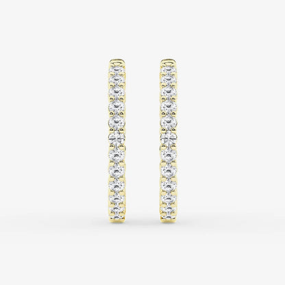 2 ct Round Lab Grown Diamond Inside Out Hoop Earrings