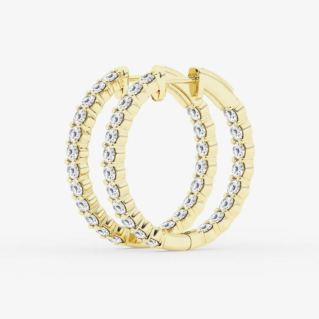 2 ct Round Lab Grown Diamond Inside Out Hoop Earrings