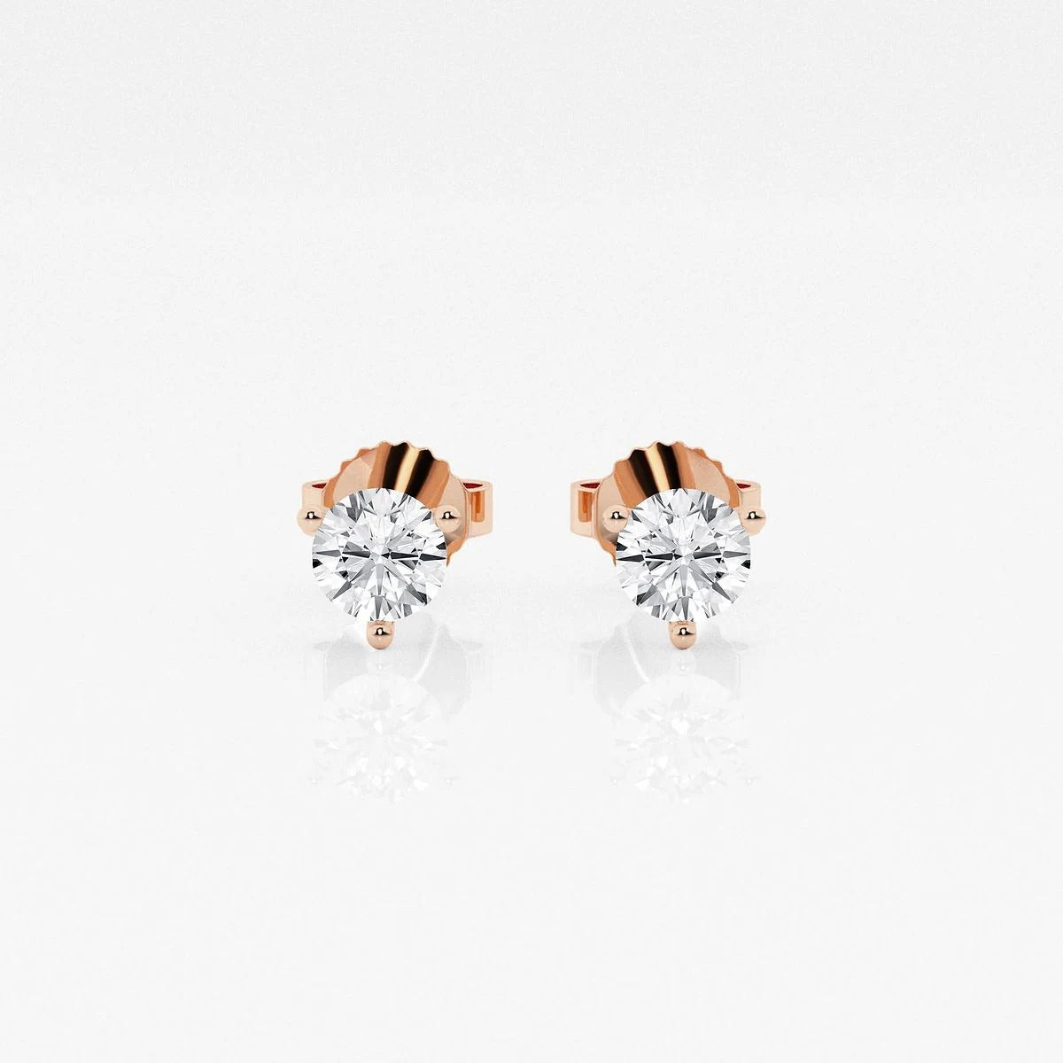 0.50 CT Round Shap Near-Colorless Three Prong Martini Stud Earrings