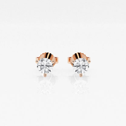 0.50 CT Round Shap Near-Colorless Three Prong Martini Stud Earrings