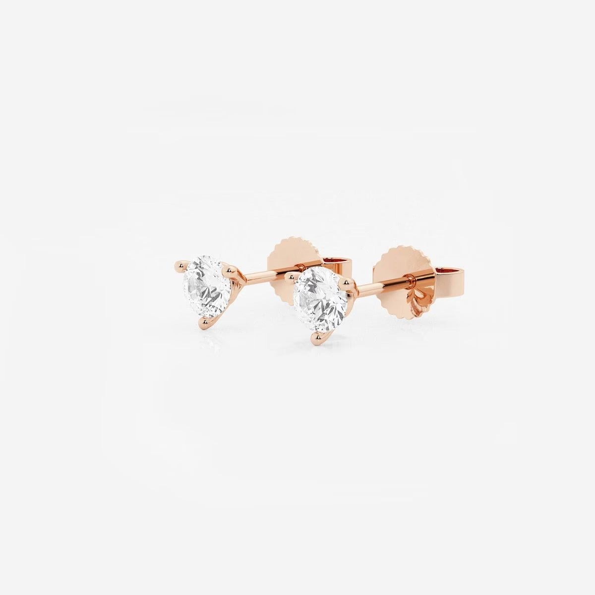 0.50 CT Round Shap Near-Colorless Three Prong Martini Stud Earrings