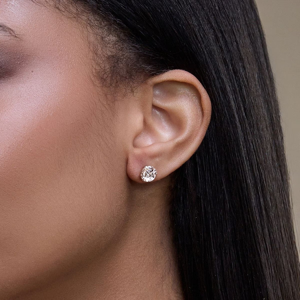 1.50 CT Round Shap Near-Colorless Three Prong Martini Stud Earrings