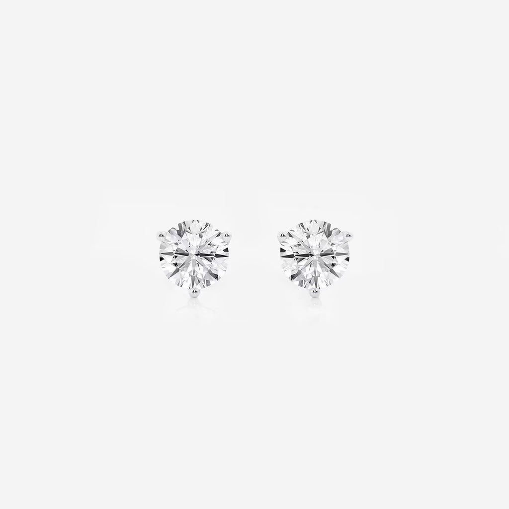 1.00 CT Round Shap Near-Colorless Three Prong Martini Stud Earrings