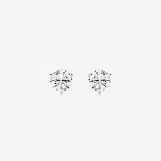 1.00 CT Round Shap Near-Colorless Three Prong Martini Stud Earrings