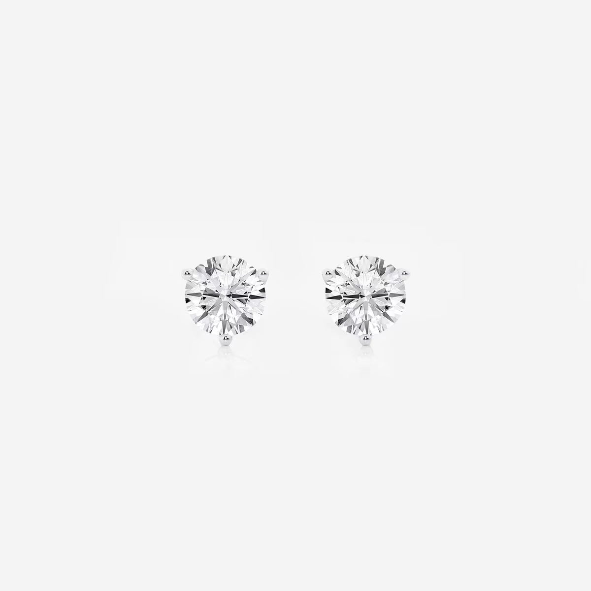 1.50 CT Round Shap Near-Colorless Three Prong Martini Stud Earrings