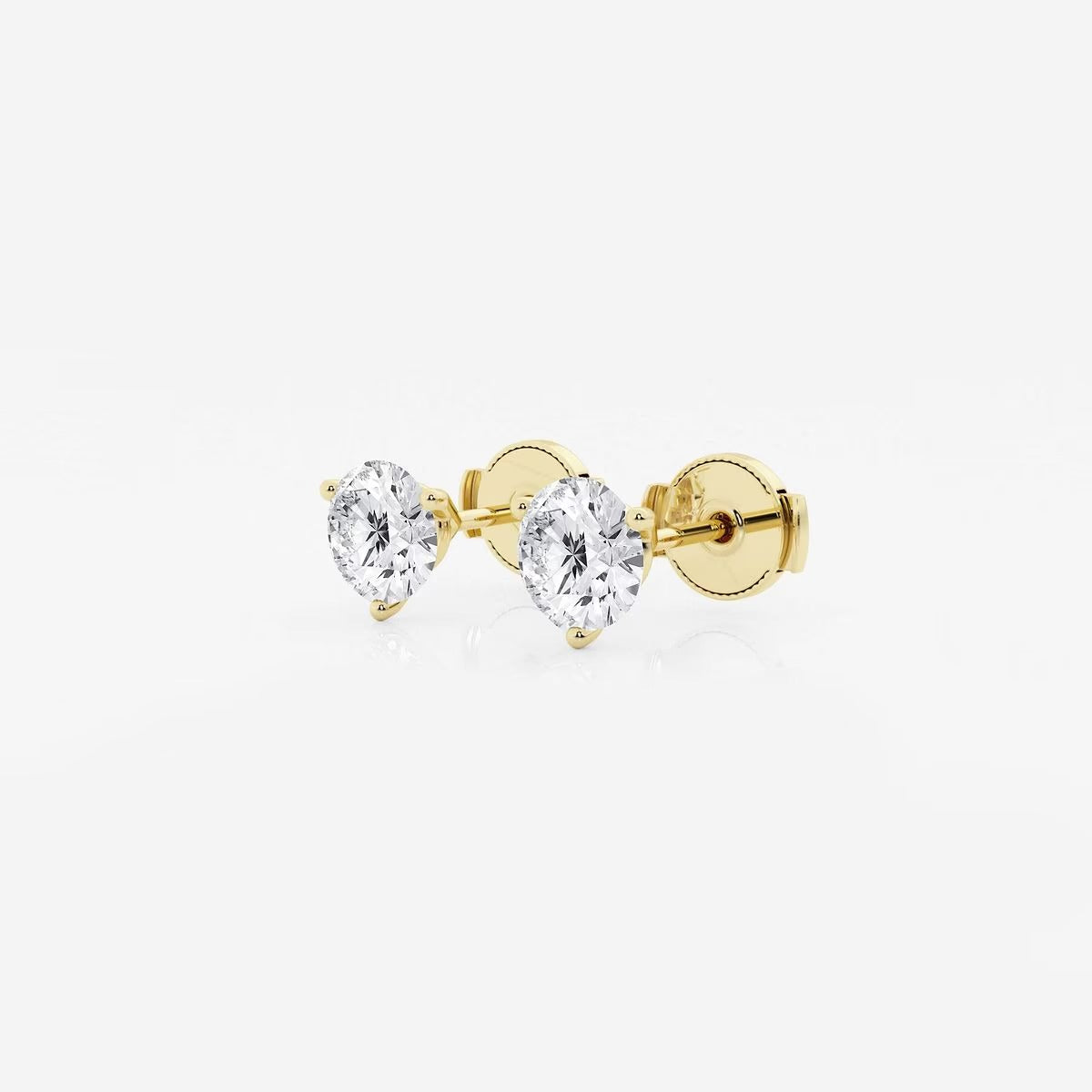 1.50 CT Round Shap Near-Colorless Three Prong Martini Stud Earrings