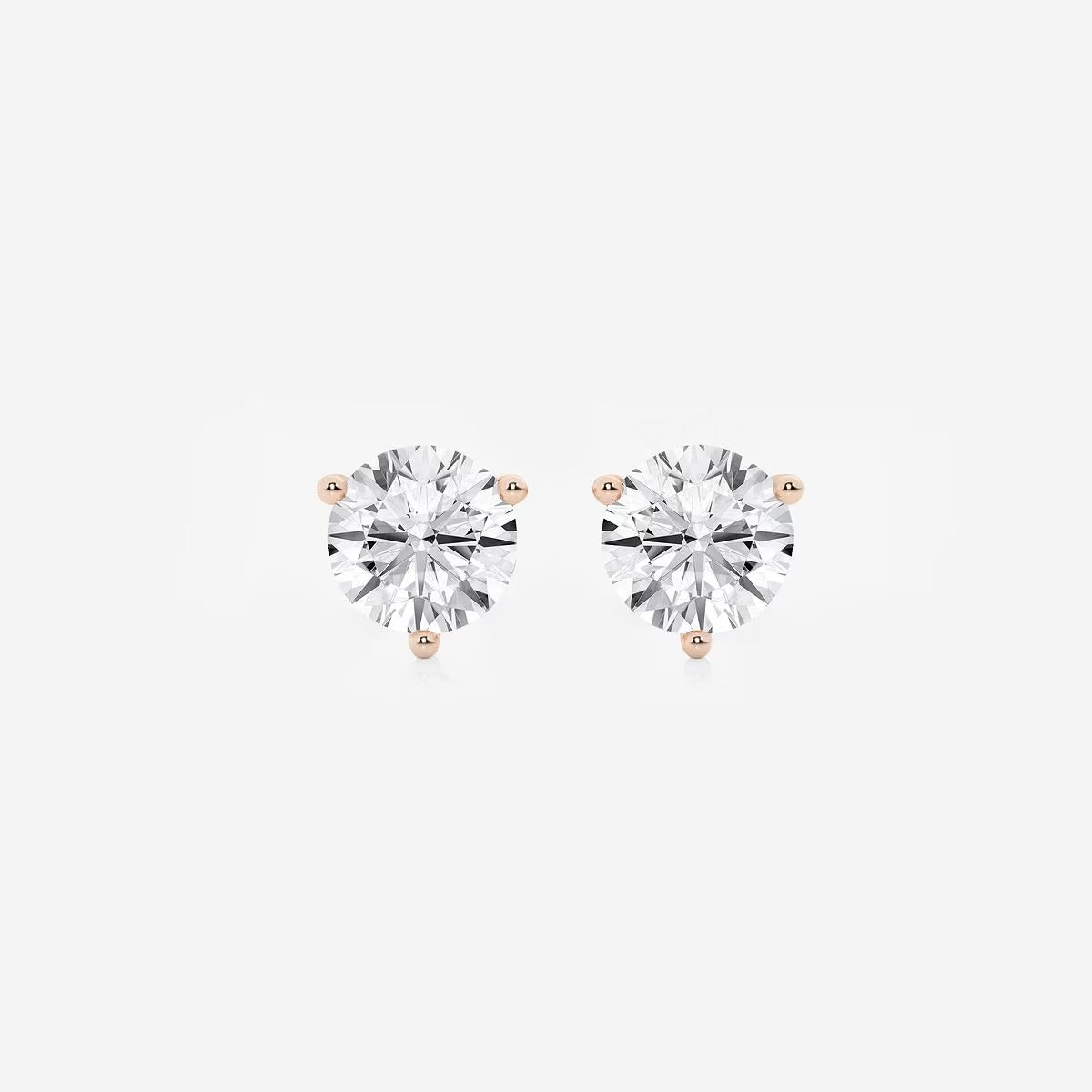2.00 CT Round Shap Near-Colorless Three Prong Martini Stud Earring