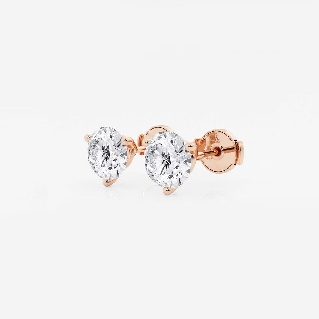 2.00 CT Round Shap Near-Colorless Three Prong Martini Stud Earring