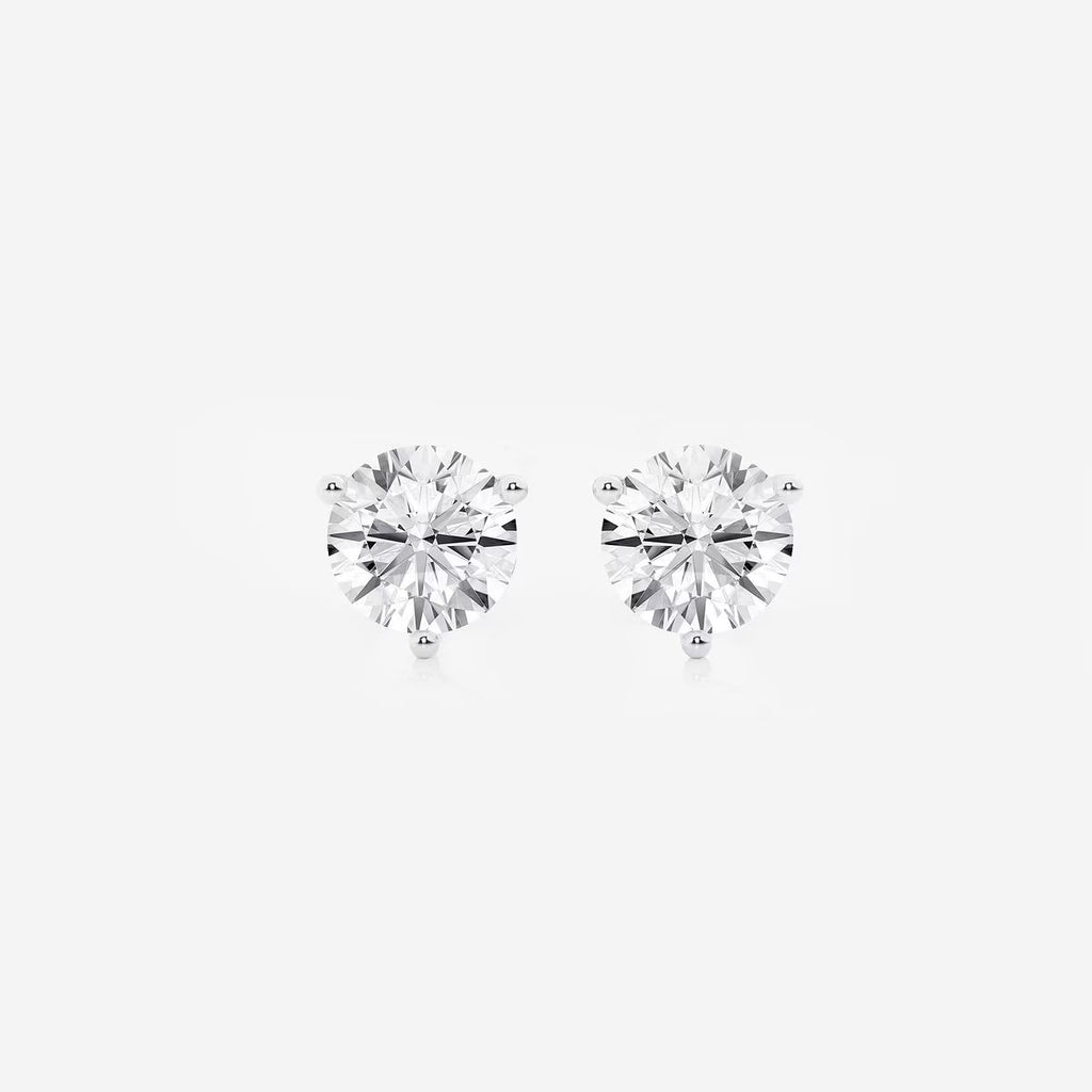 2.00 CT Round Shap Near-Colorless Three Prong Martini Stud Earring