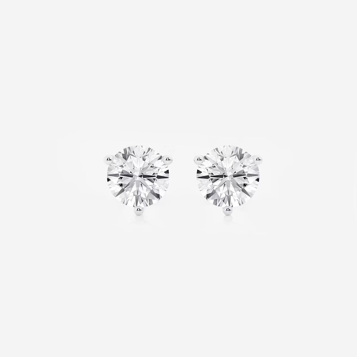 2.00 CT Round Shap Near-Colorless Three Prong Martini Stud Earring