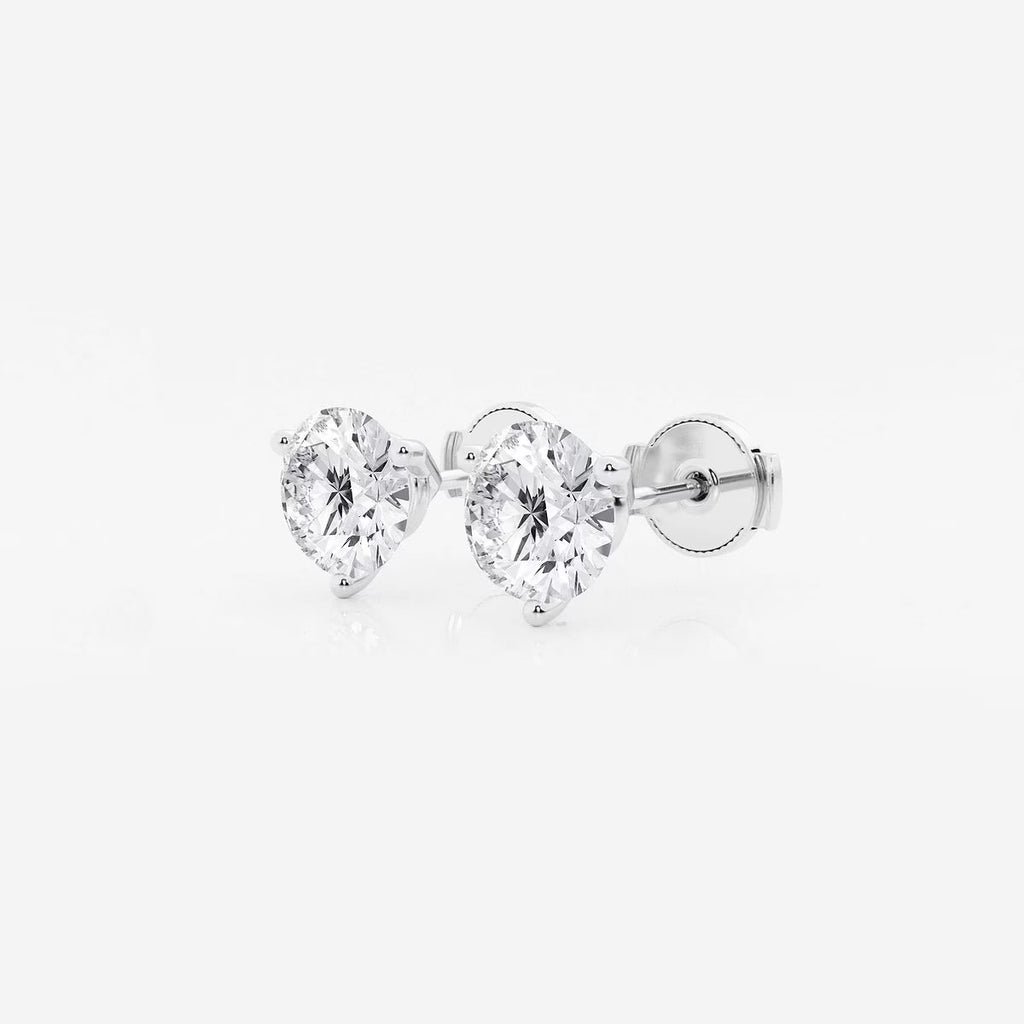 2.00 CT Round Shap Near-Colorless Three Prong Martini Stud Earring