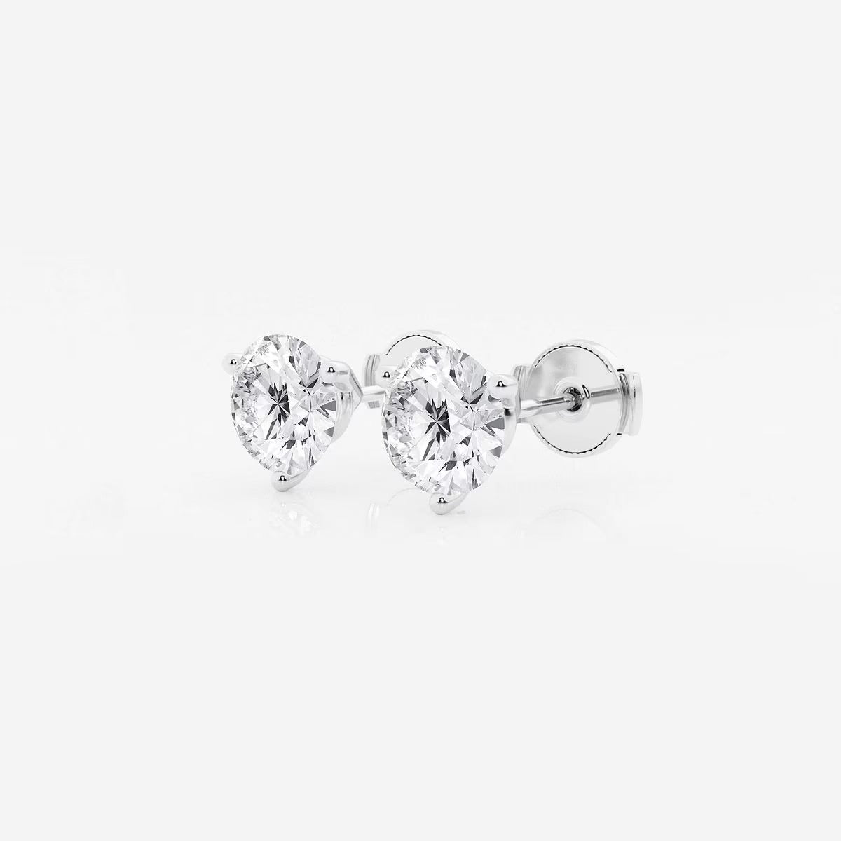 2.00 CT Round Shap Near-Colorless Three Prong Martini Stud Earring