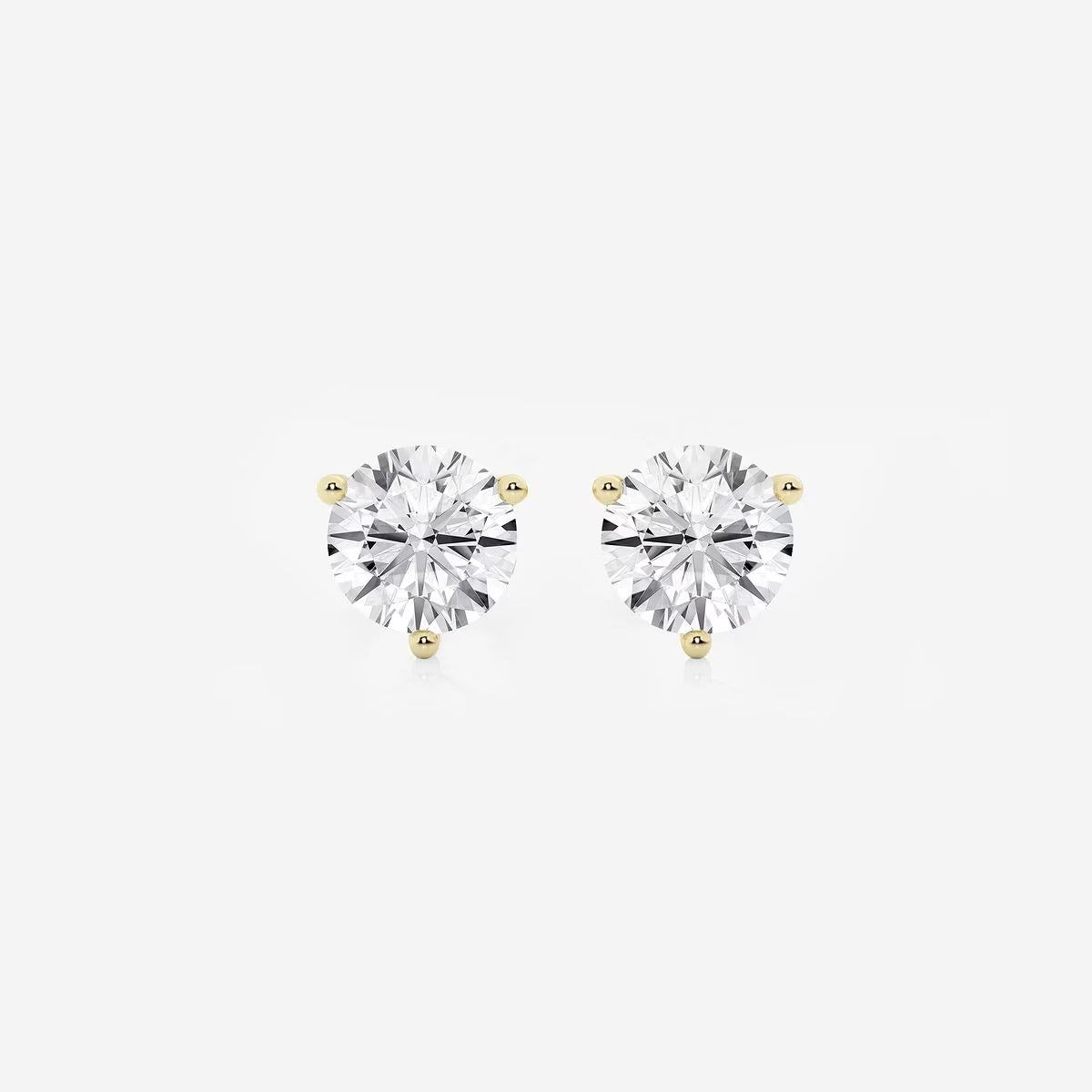 2.00 CT Round Shap Near-Colorless Three Prong Martini Stud Earring