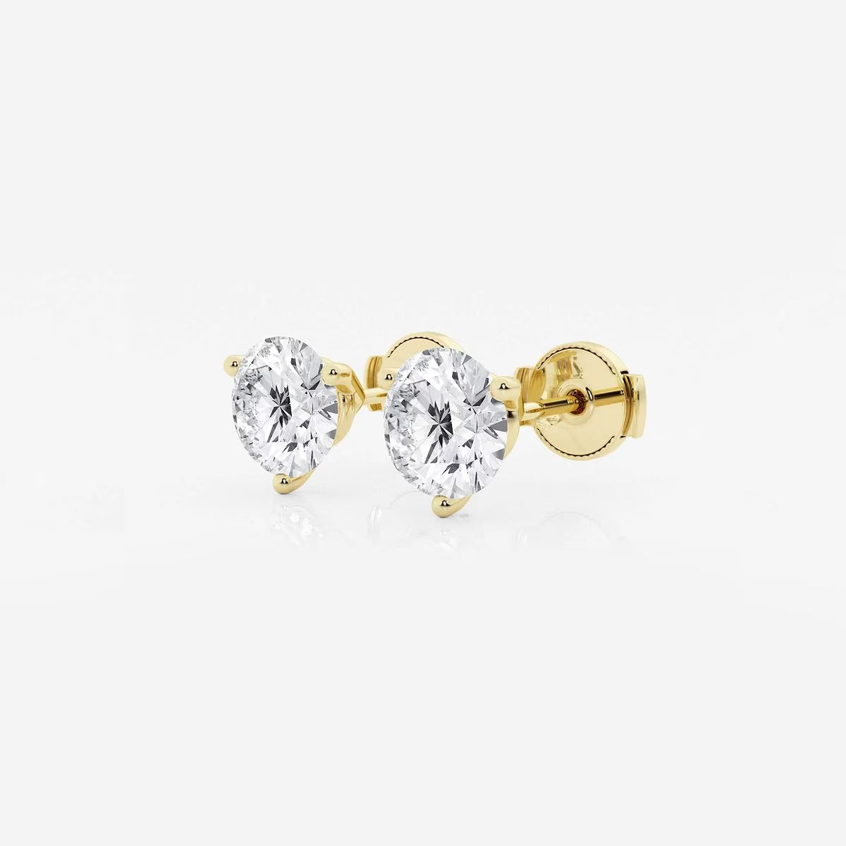 2.00 CT Round Shap Near-Colorless Three Prong Martini Stud Earring