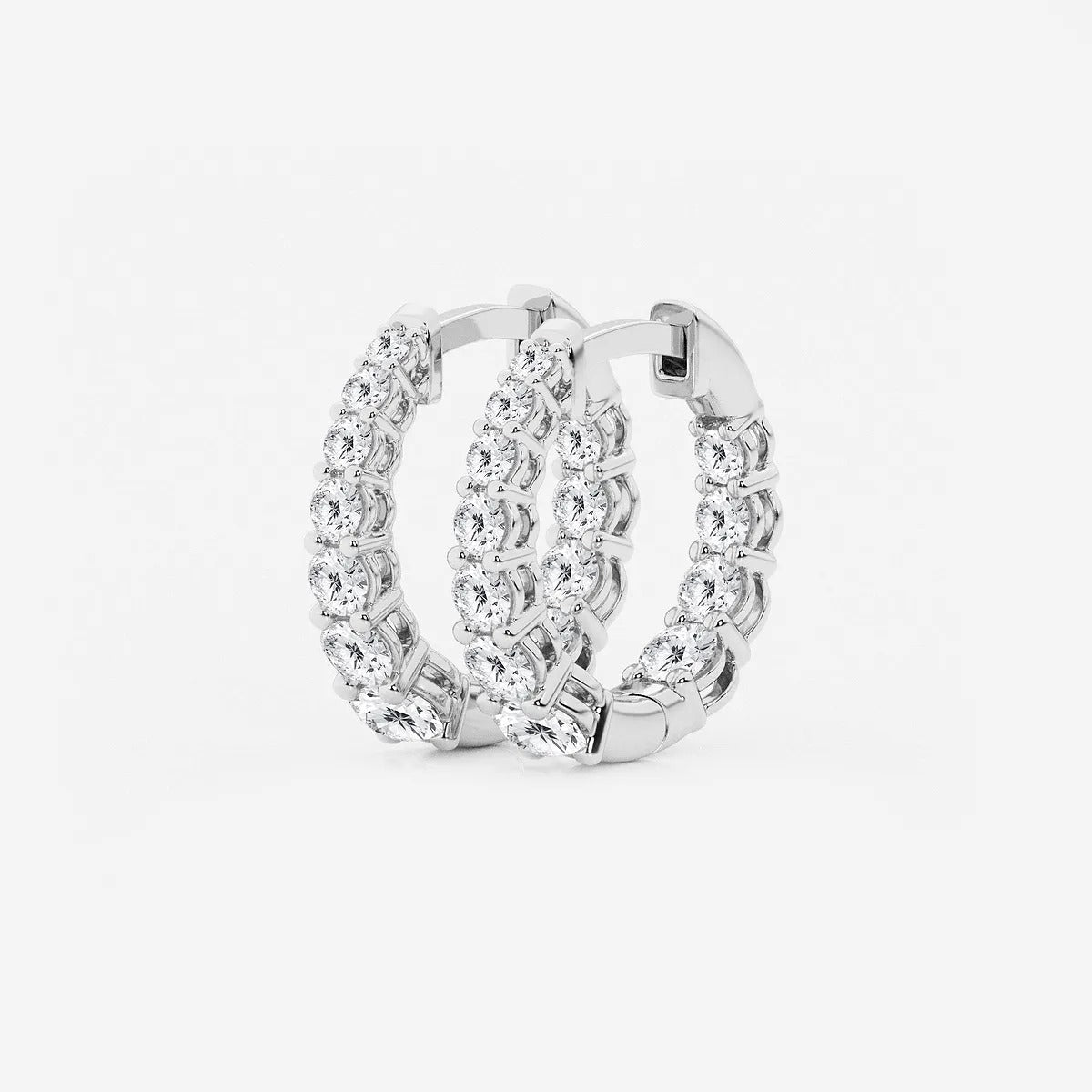 1 ct Round Lab Grown Diamond Graduated Inside Out Huggie Hoop Earrings