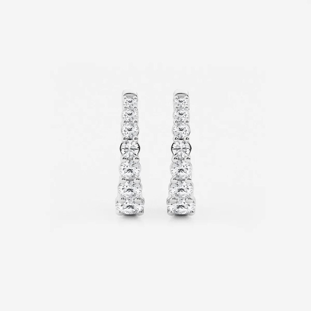 1 ct Round Lab Grown Diamond Graduated Inside Out Huggie Hoop Earrings