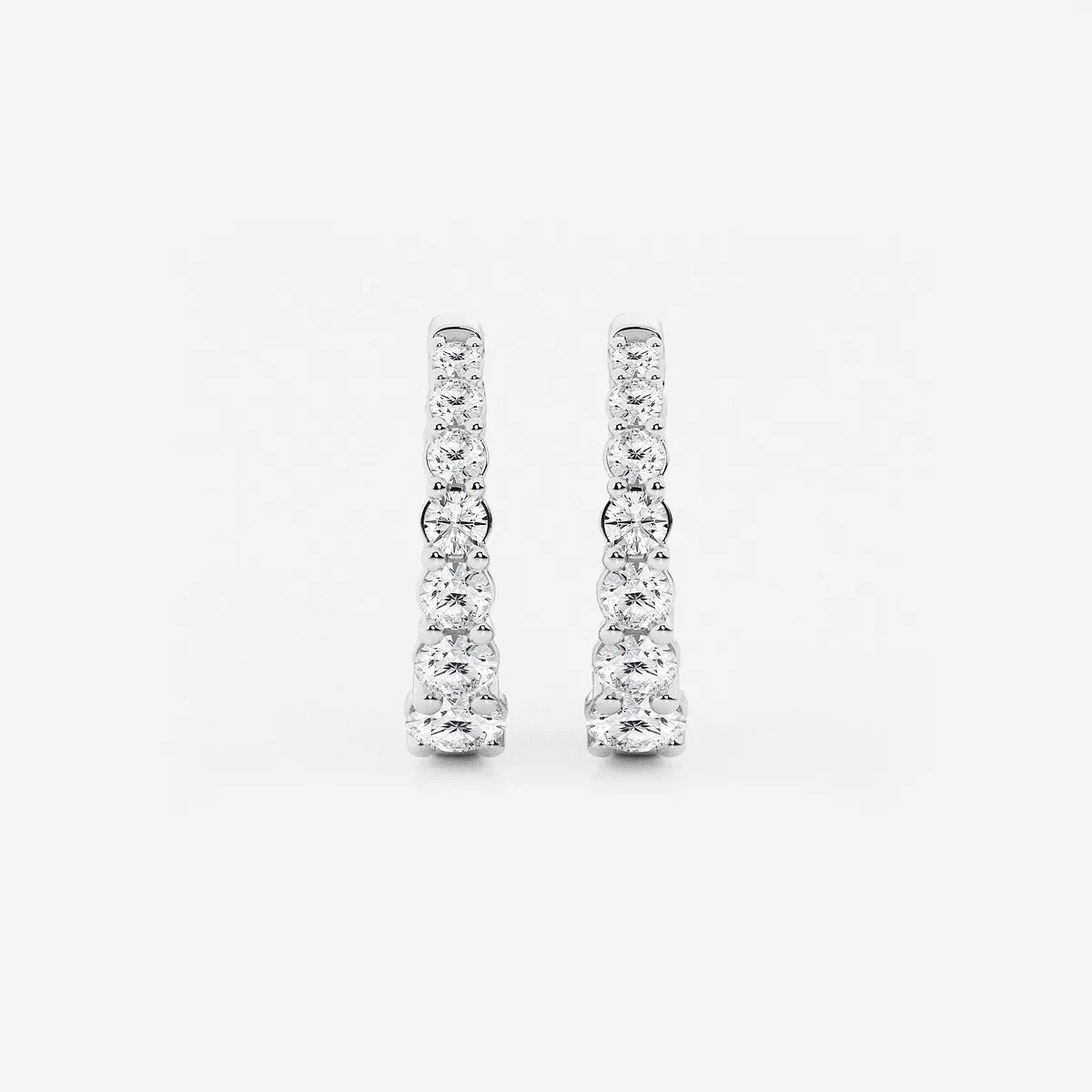 1 ct Round Lab Grown Diamond Graduated Inside Out Huggie Hoop Earrings