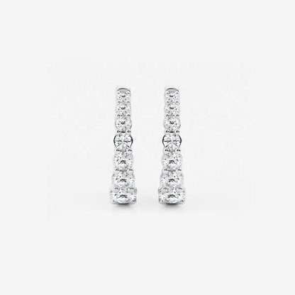 1 ct Round Lab Grown Diamond Graduated Inside Out Huggie Hoop Earrings