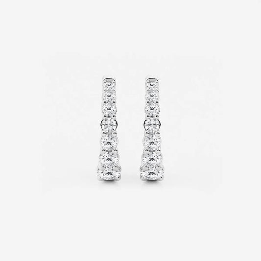 1 ct Round Lab Grown Diamond Graduated Inside Out Huggie Hoop Earrings