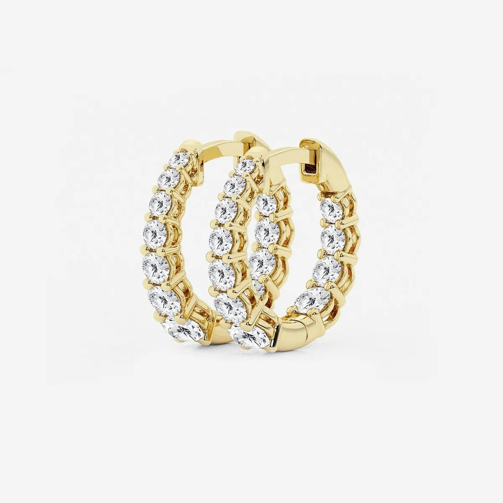 1 ct Round Lab Grown Diamond Graduated Inside Out Huggie Hoop Earrings