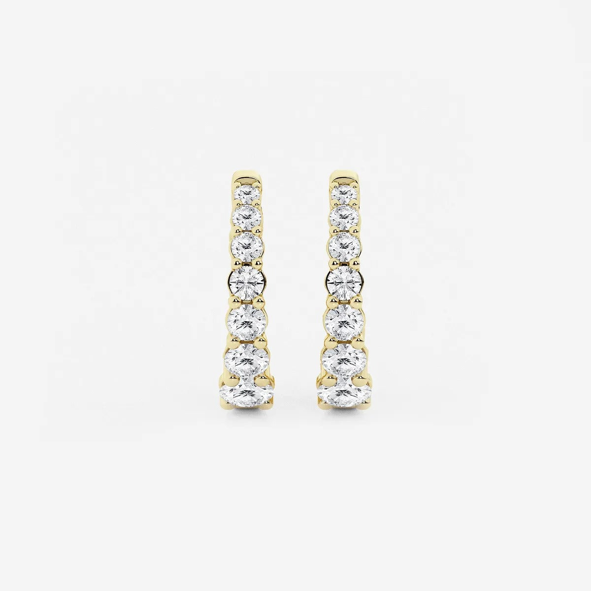 1 ct Round Lab Grown Diamond Graduated Inside Out Huggie Hoop Earrings