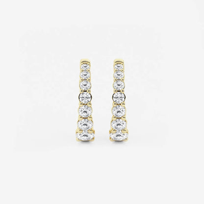 1 ct Round Lab Grown Diamond Graduated Inside Out Huggie Hoop Earrings