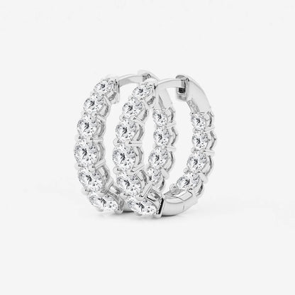 2 ct Round Lab Grown Diamond Graduated Inside Out Huggie Hoop Earrings