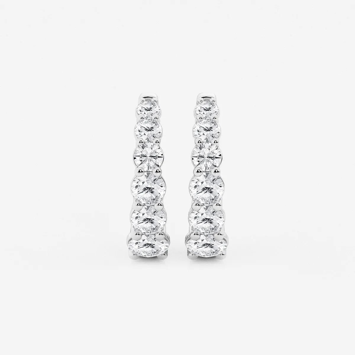 2 ct Round Lab Grown Diamond Graduated Inside Out Huggie Hoop Earrings