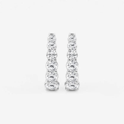 2 ct Round Lab Grown Diamond Graduated Inside Out Huggie Hoop Earrings