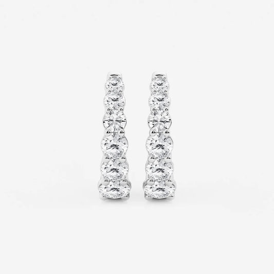 2 ct Round Lab Grown Diamond Graduated Inside Out Huggie Hoop Earrings
