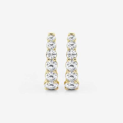 2 ct Round Lab Grown Diamond Graduated Inside Out Huggie Hoop Earrings