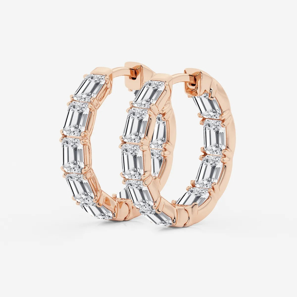 3 Ct Emerald Lab Grown Diamond Inside Out Hoop Earrings