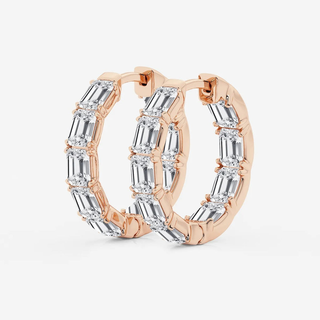 5Ct Emerald Lab Grown Diamond Inside Out Hoop Earrings