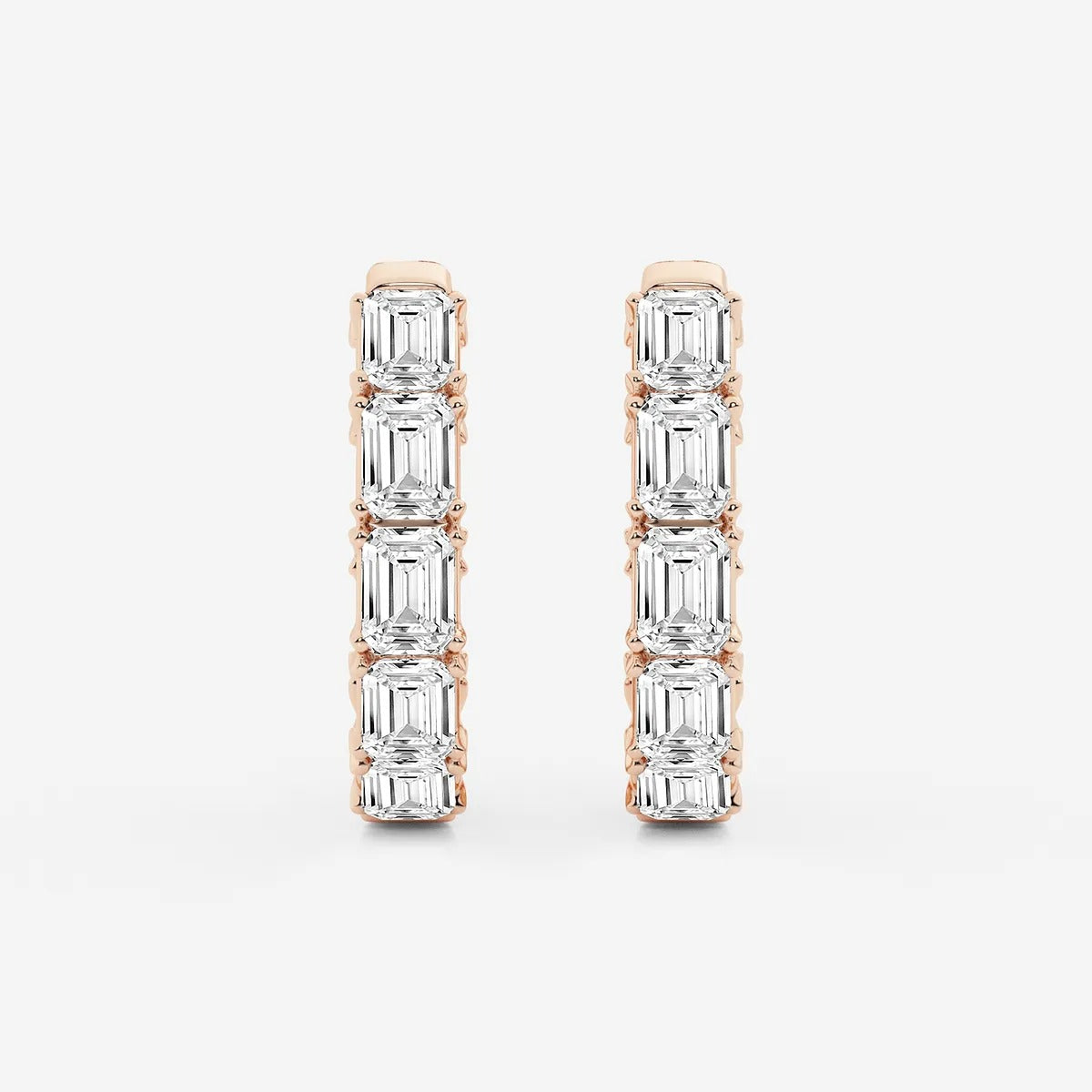 3 Ct Emerald Lab Grown Diamond Inside Out Hoop Earrings