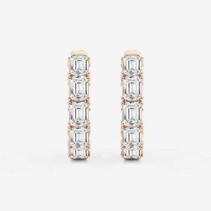 3 Ct Emerald Lab Grown Diamond Inside Out Hoop Earrings