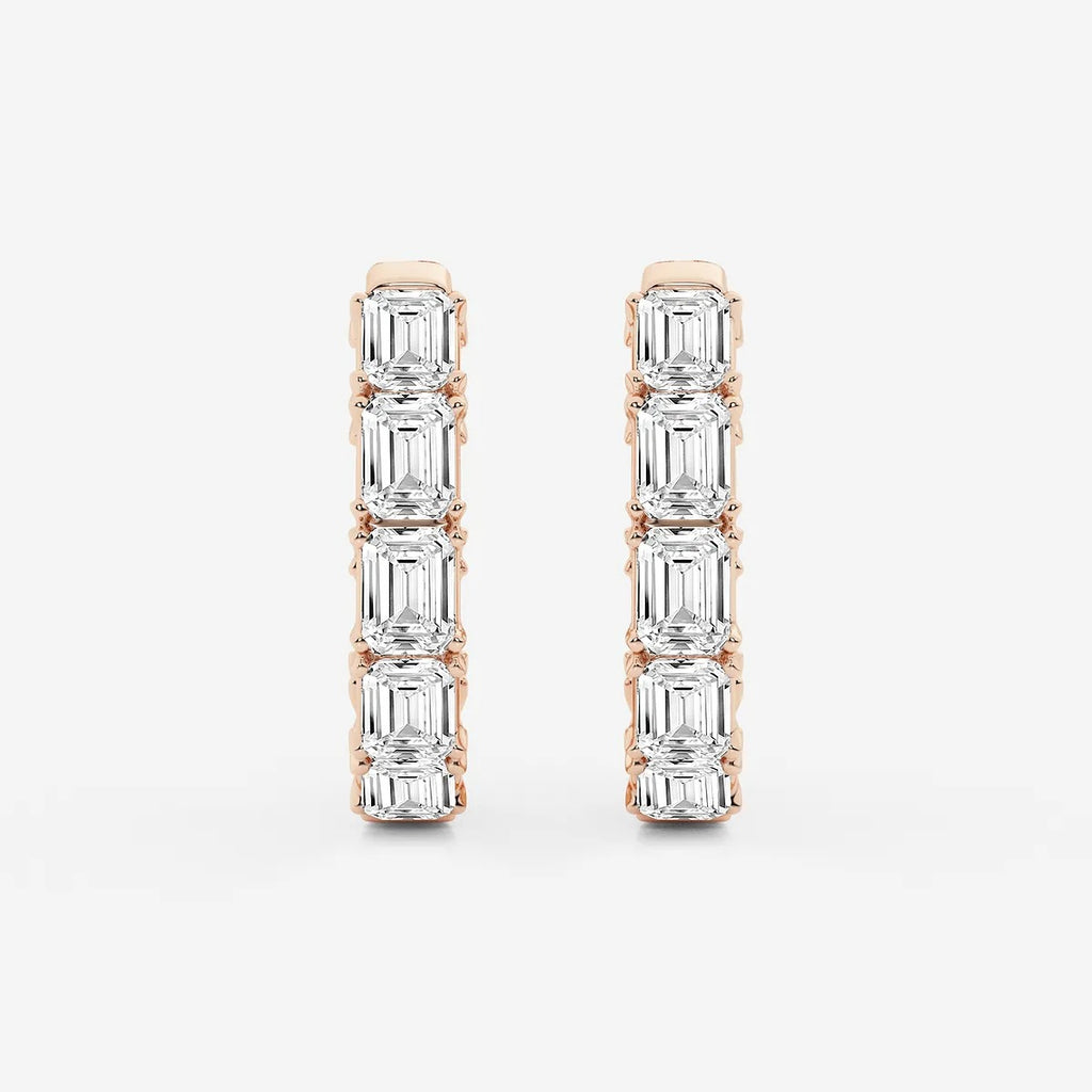 7 Ct Emerald Lab Grown Diamond Inside Out Hoop Earrings