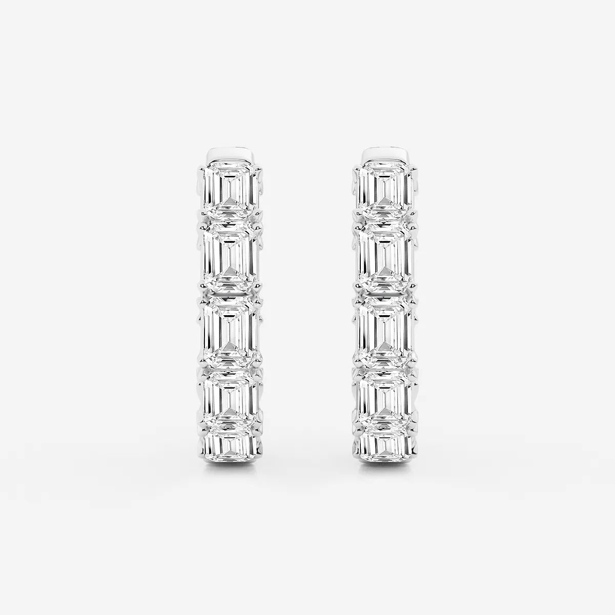 3 Ct Emerald Lab Grown Diamond Inside Out Hoop Earrings