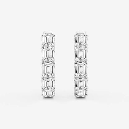 3 Ct Emerald Lab Grown Diamond Inside Out Hoop Earrings