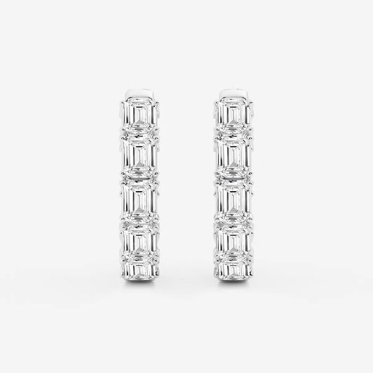 3 Ct Emerald Lab Grown Diamond Inside Out Hoop Earrings