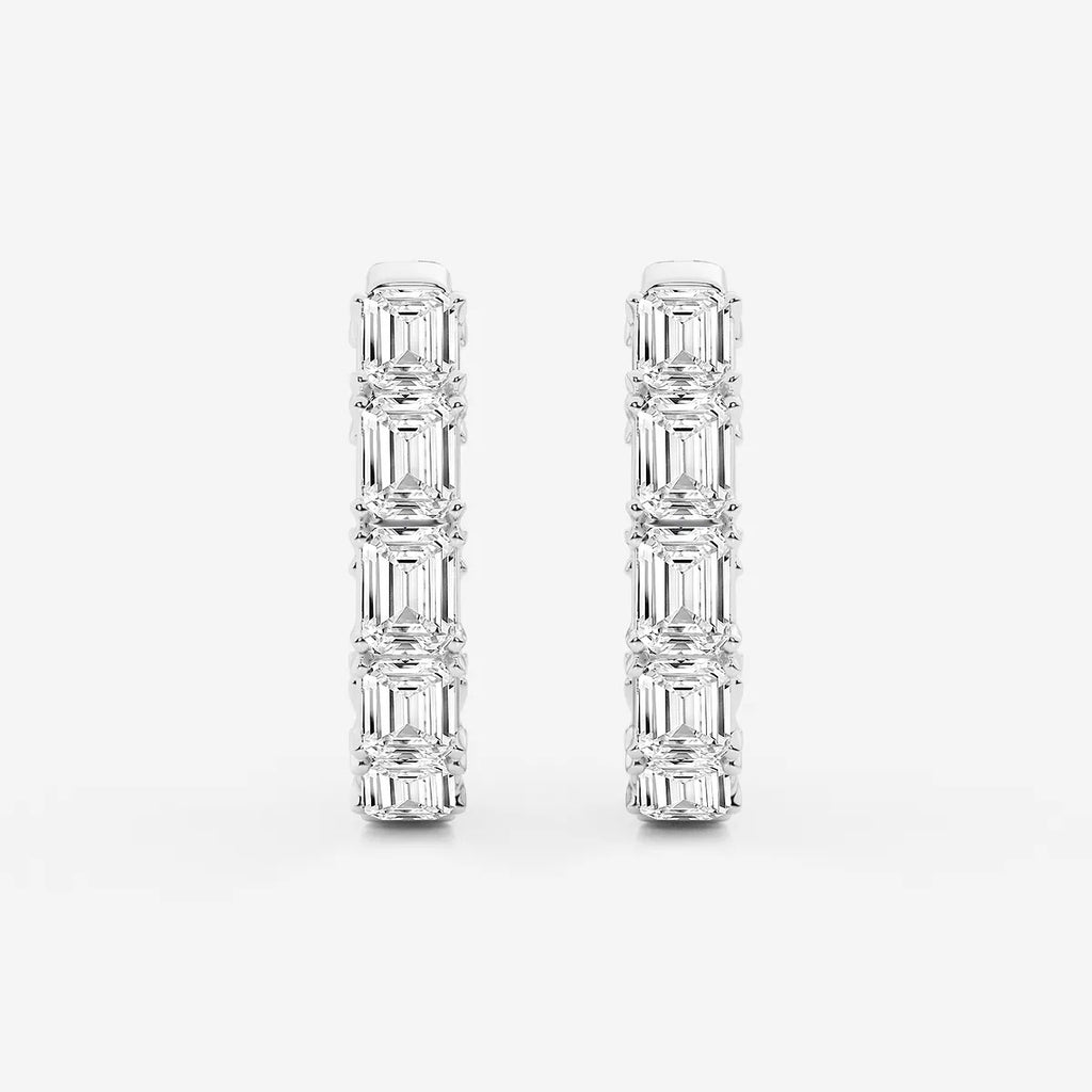 7 Ct Emerald Lab Grown Diamond Inside Out Hoop Earrings