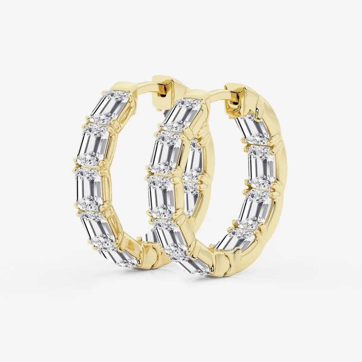 3 Ct Emerald Lab Grown Diamond Inside Out Hoop Earrings