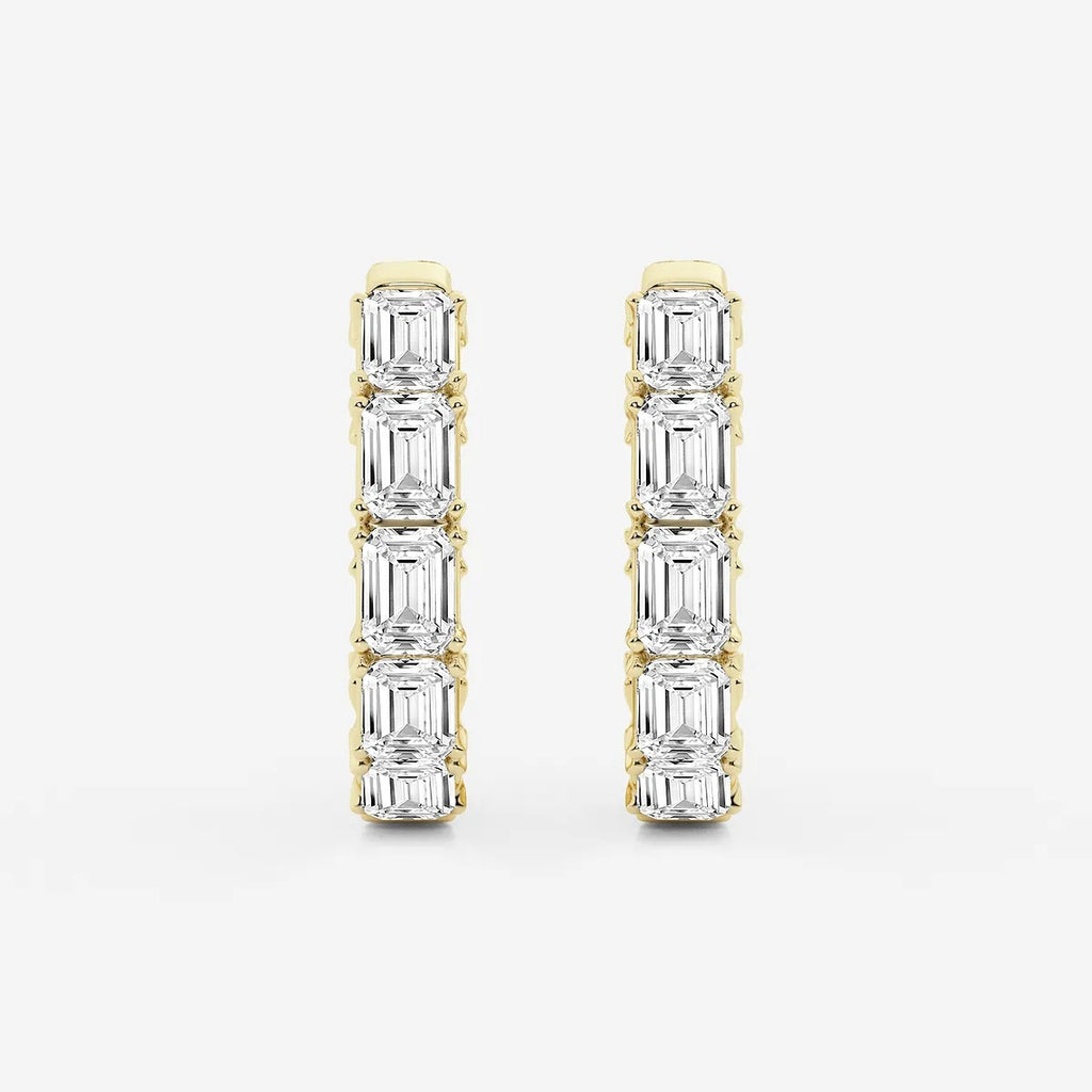 3 Ct Emerald Lab Grown Diamond Inside Out Hoop Earrings