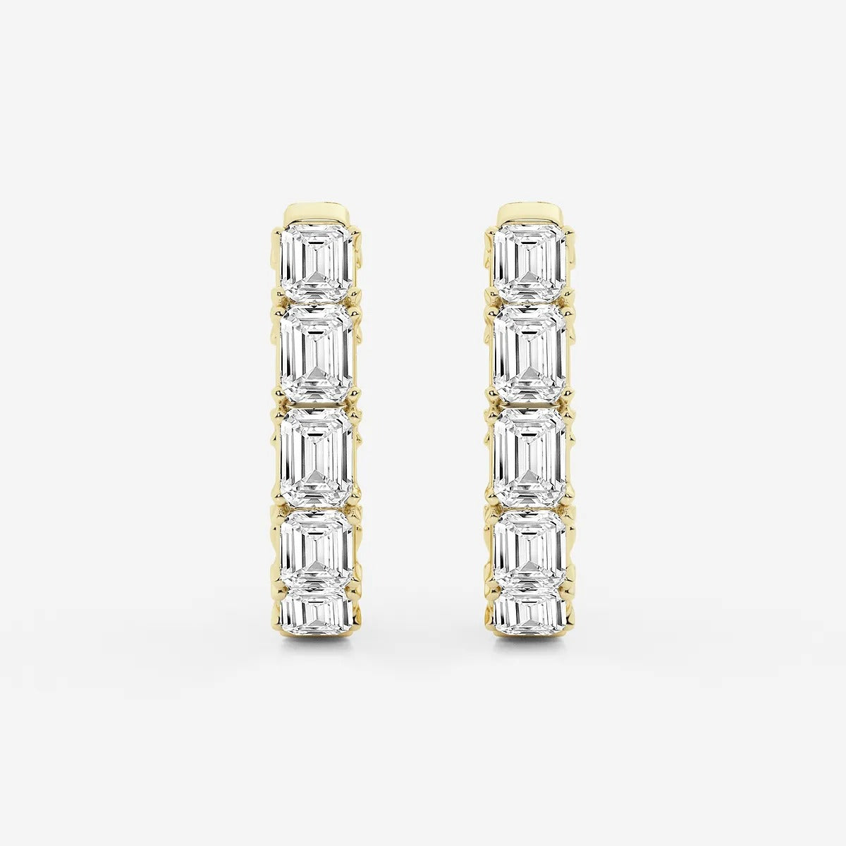 3 Ct Emerald Lab Grown Diamond Inside Out Hoop Earrings