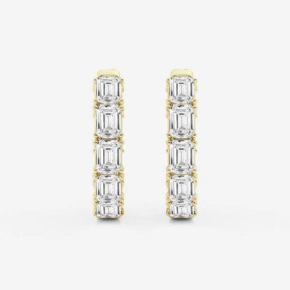 3 Ct Emerald Lab Grown Diamond Inside Out Hoop Earrings