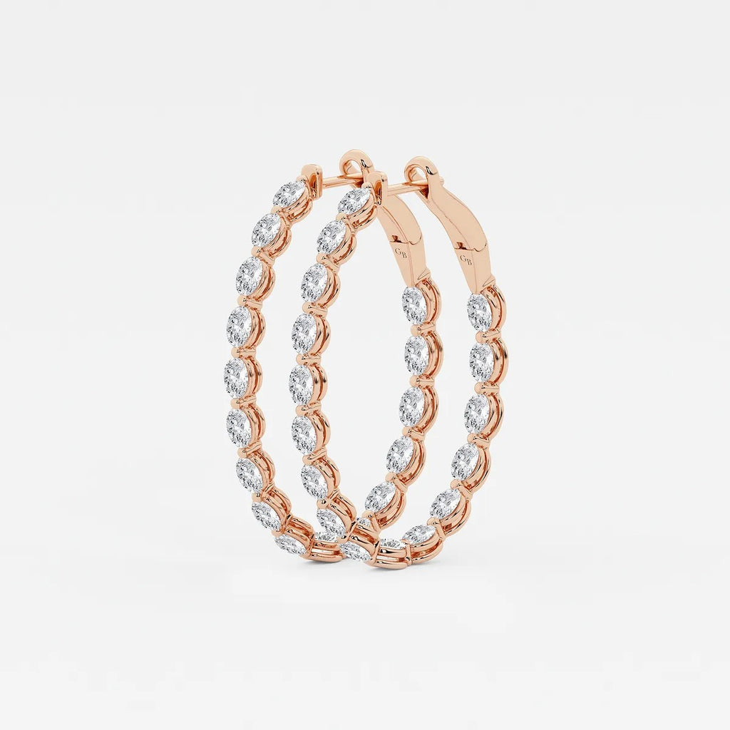 5 Ct Oval Lab Grown Diamond Inside Out Hoop Earrings